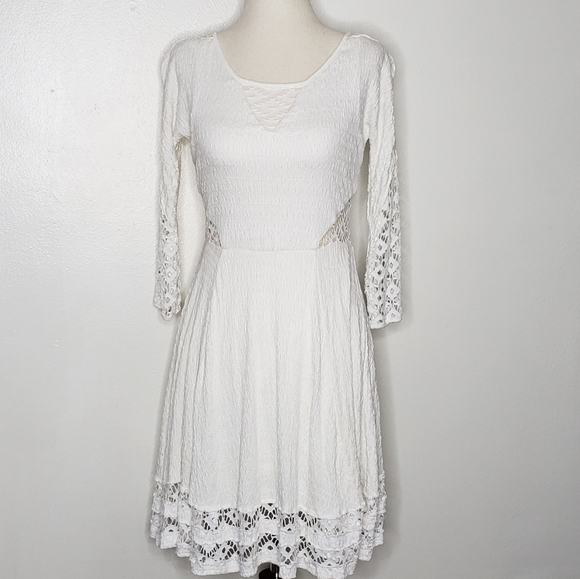 Free People To the Point Dress Snow Cut Out Lace White Seductive Bohemian Summer - Picture 14 of 16